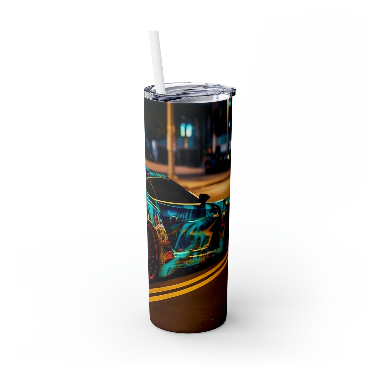 Skinny Tumbler with Straw, 20oz, Car