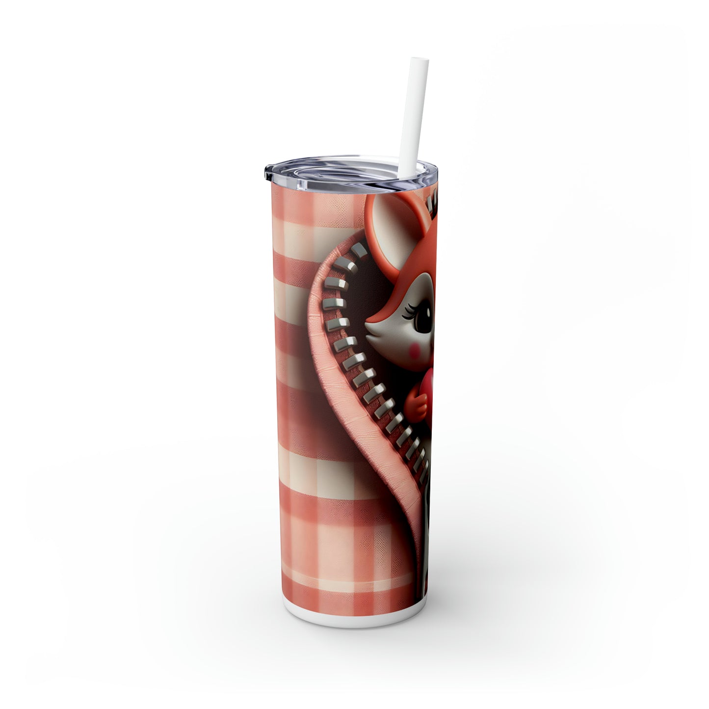 Skinny Tumbler with Straw, 20oz, Fox, Valentines Day, awd-949