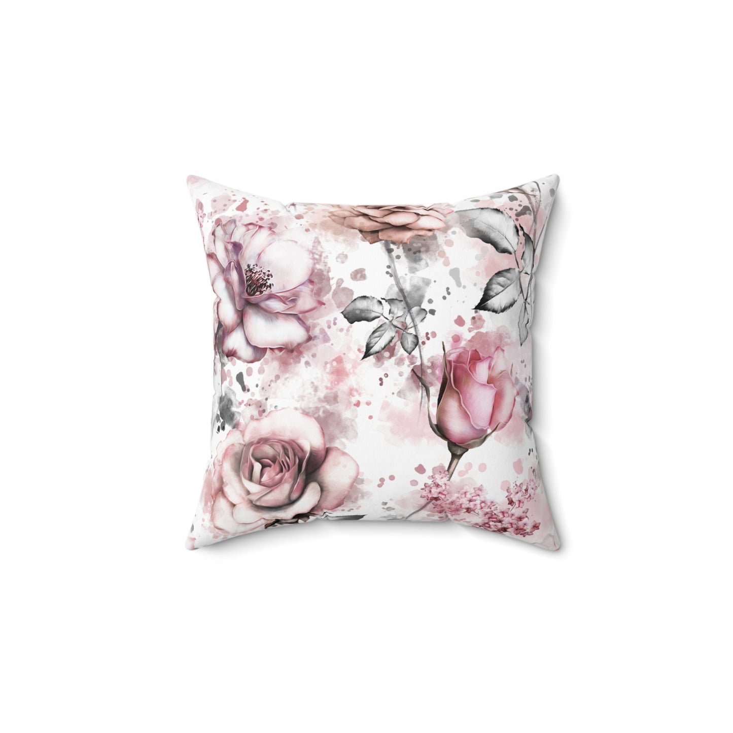 Spun Polyester Square Pillow, Floral Cushion