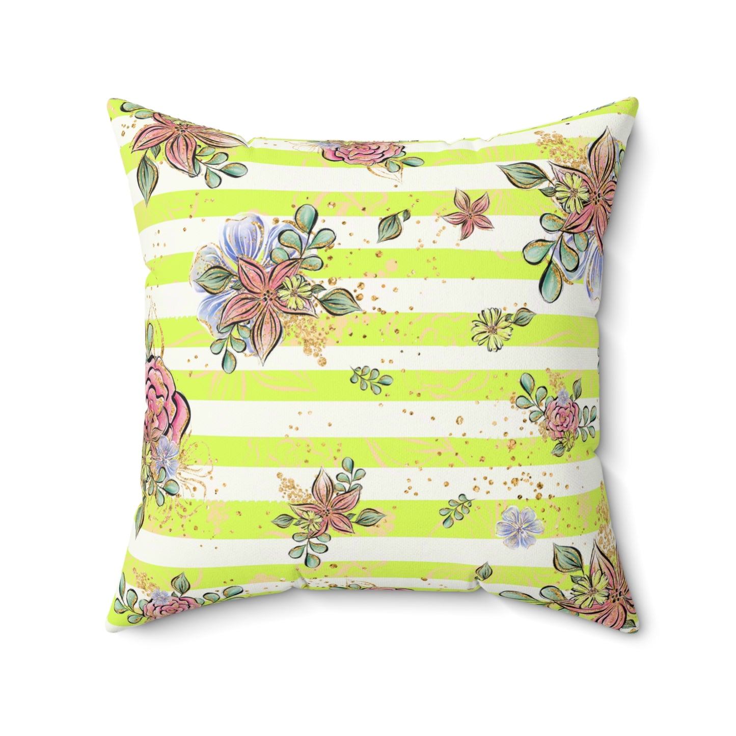 Spun Polyester Square Pillow, Floral Cushion