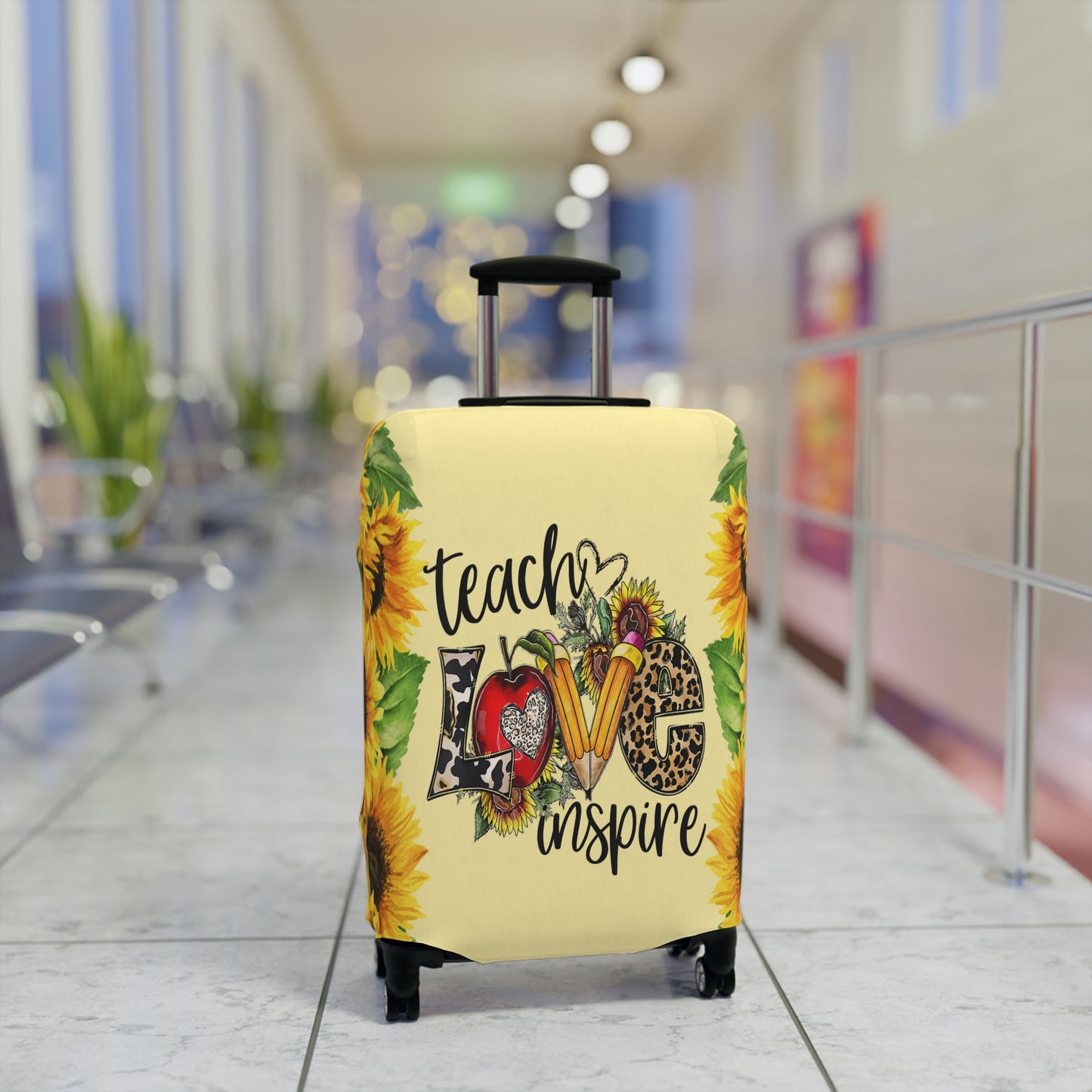 Luggage Cover, Teacher, Sunflowers, Teach, Love, Inspire, awd-1756