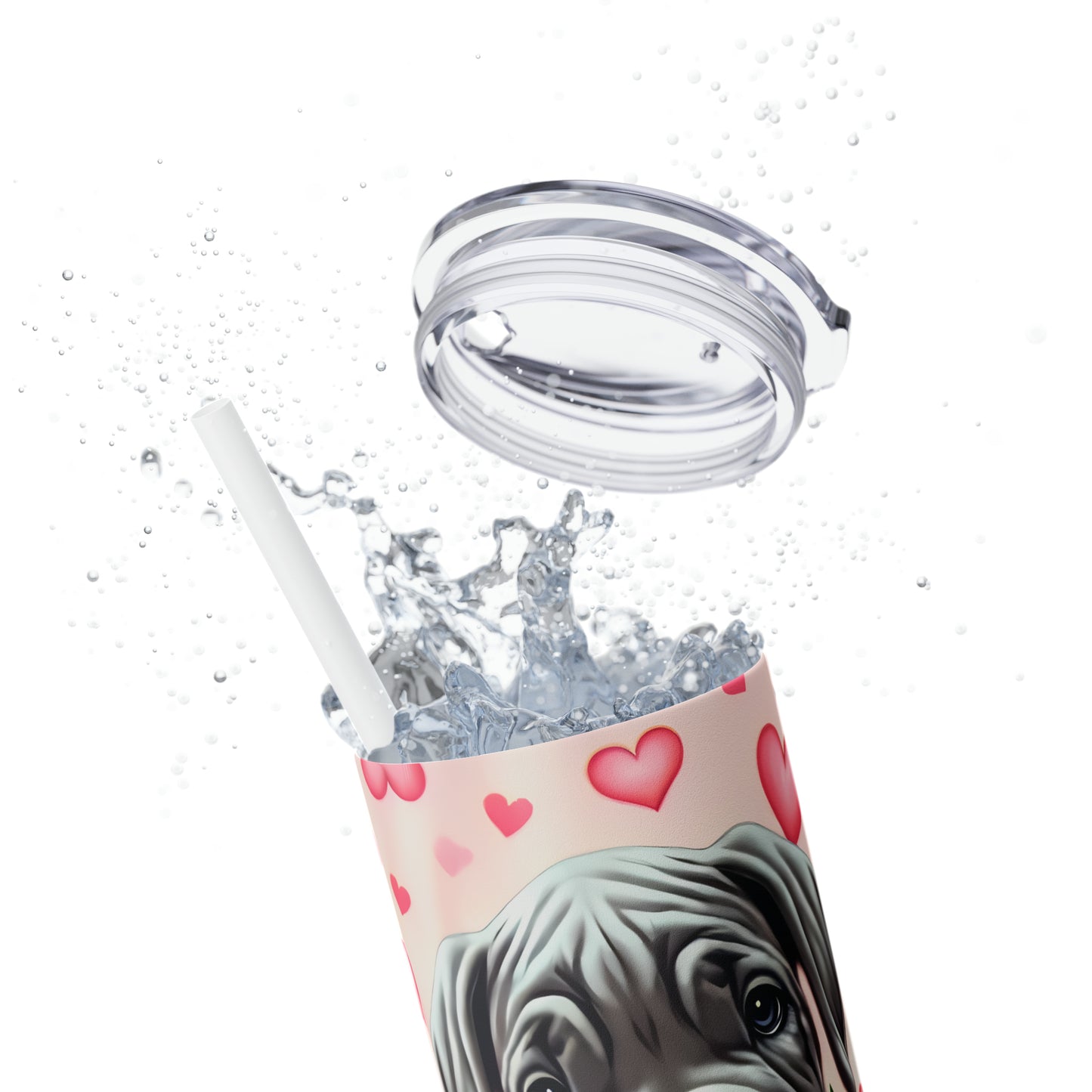 Skinny Tumbler with Straw, 20oz, Dog, Valentines Day, awd-910