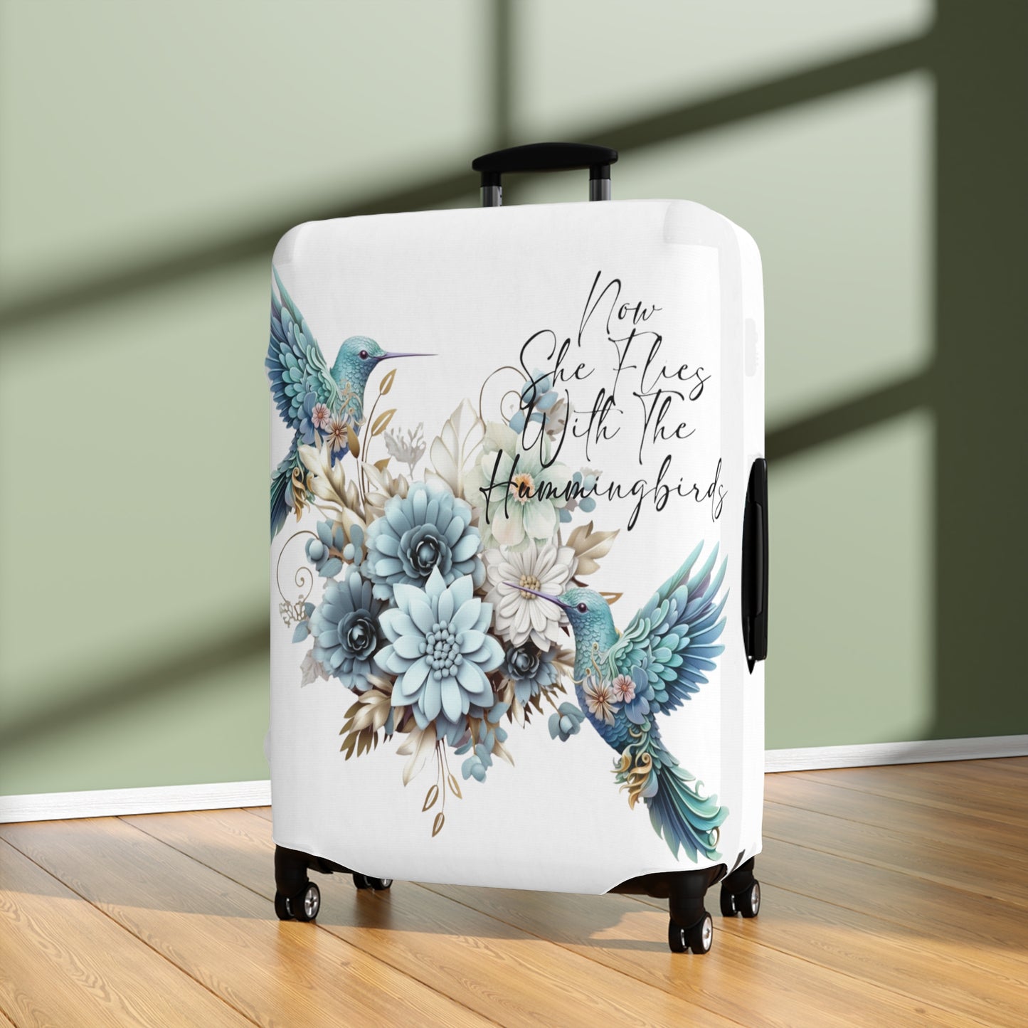 Luggage Cover, Hummingbird, Now she flies with Hummingbirds, awd-1468