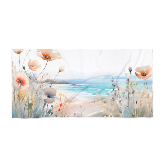 Beach Towel, Beach Scene, Polycotton Towel, 2 sizes Available