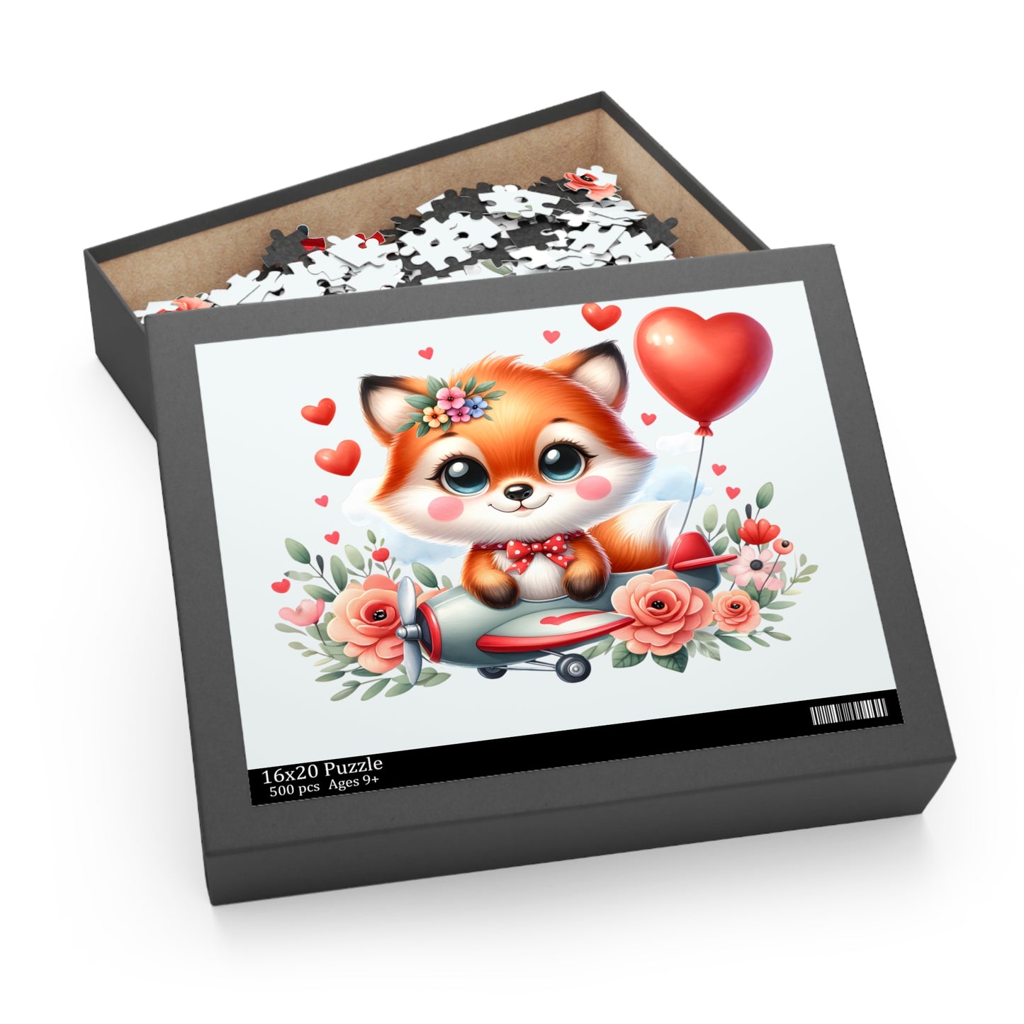 Personalised/Non-Personalised Puzzle, Fox in Plane (120, 252, 500-Piece)