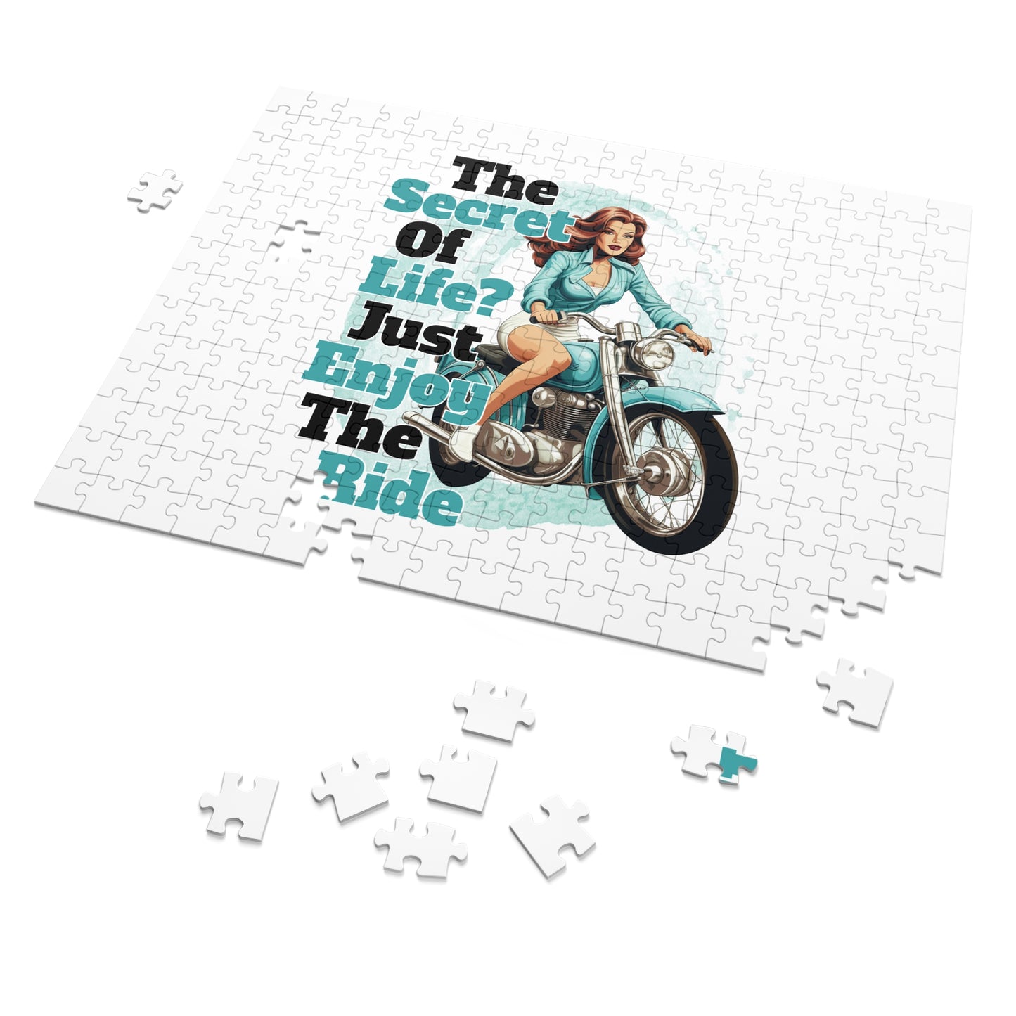 Jigsaw Puzzle, Motorbike, The Secret of Life Just enjoy the Ride, Personalised/Non-Personalised (30, 110, 252, 500,1000-Piece)