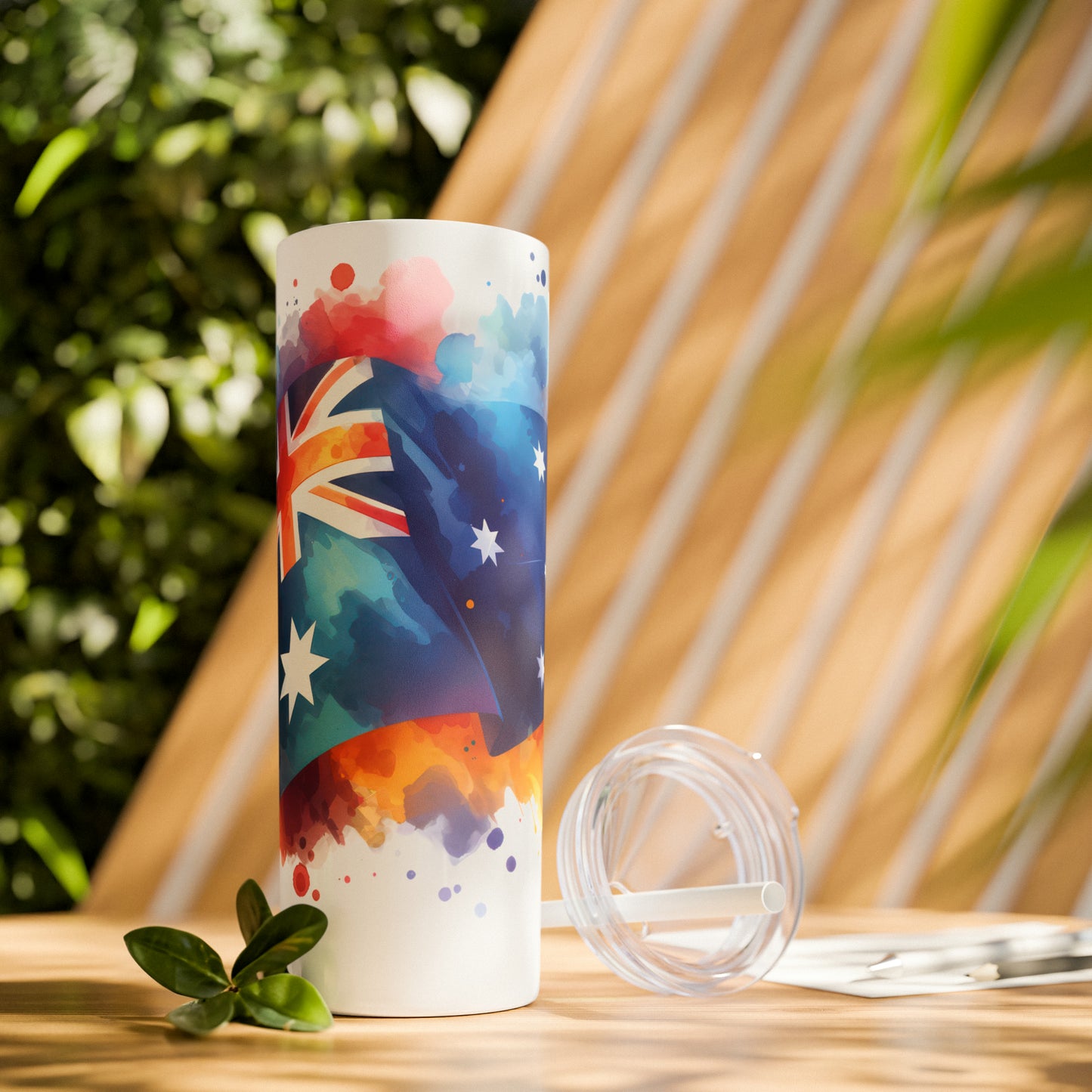 Skinny Tumbler with Straw, 20oz, Australian Flag, awd-1336