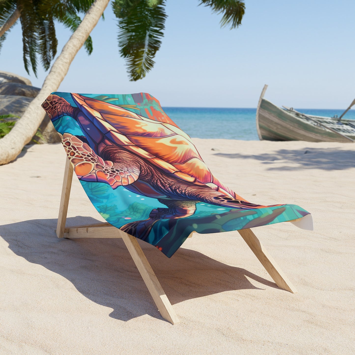 Personalised Beach Towel, Turtle, Polycotton Towel, 2 sizes Available