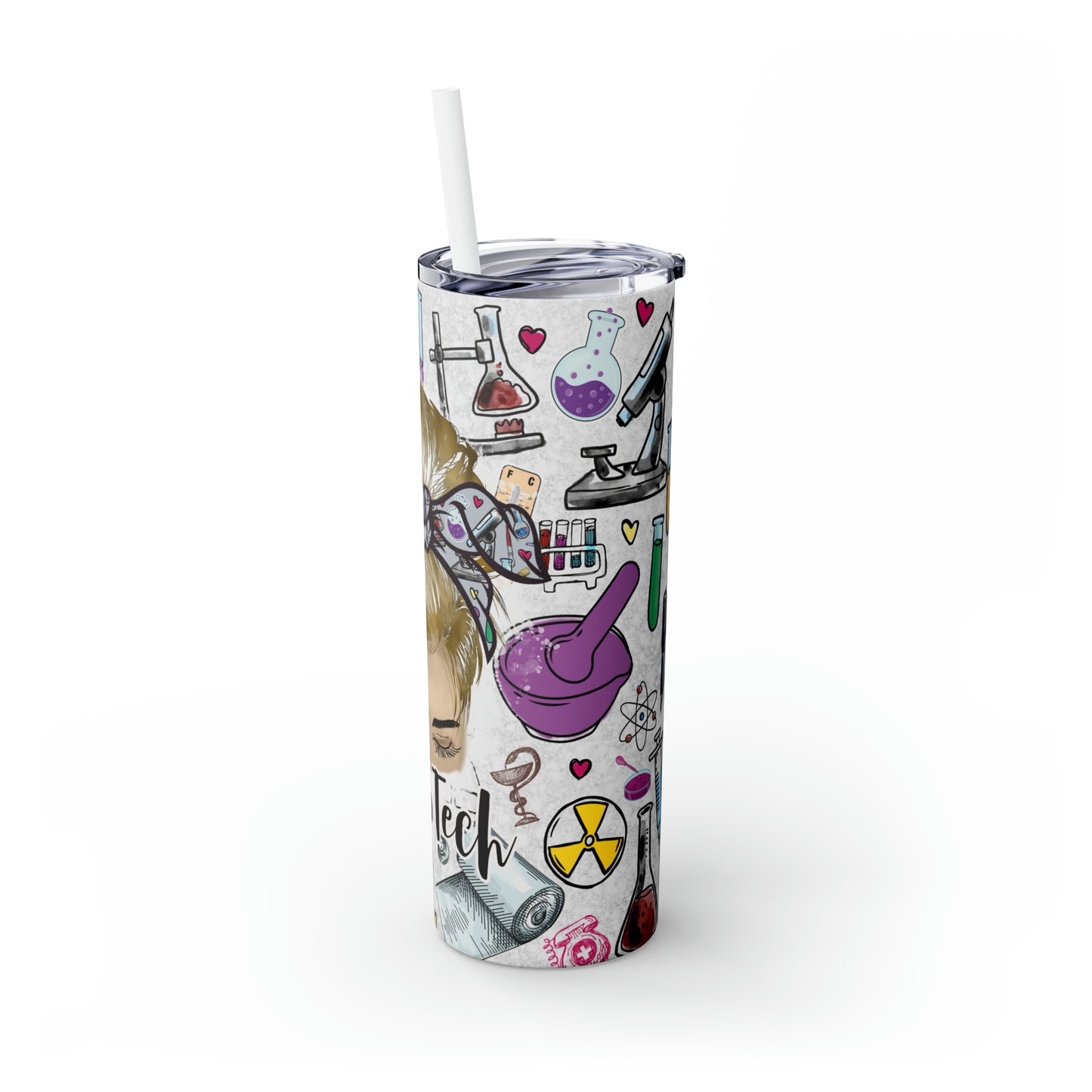 Skinny Tumbler with Straw, 20oz, Lab Tech