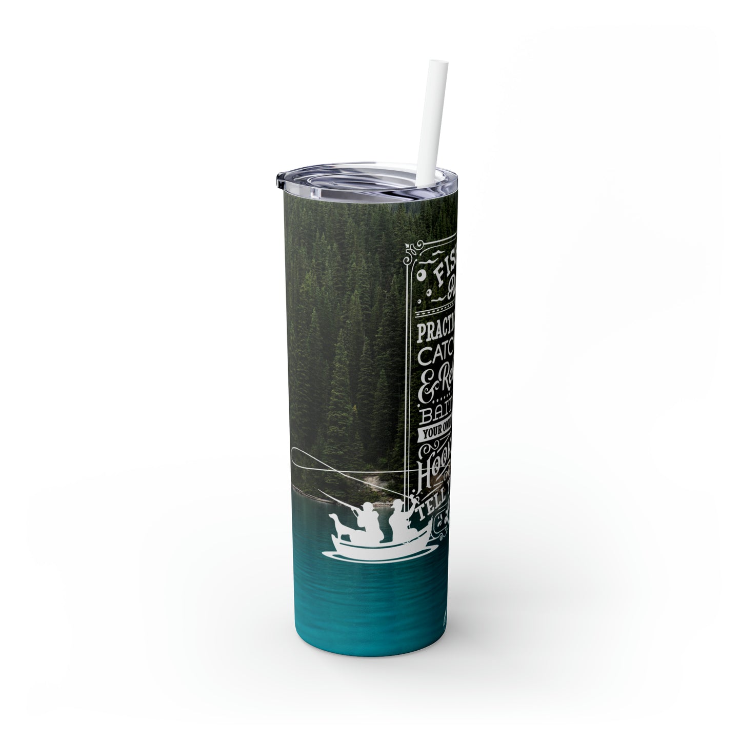 Skinny Tumbler with Straw, 20oz, Fishing Rules, awd-195