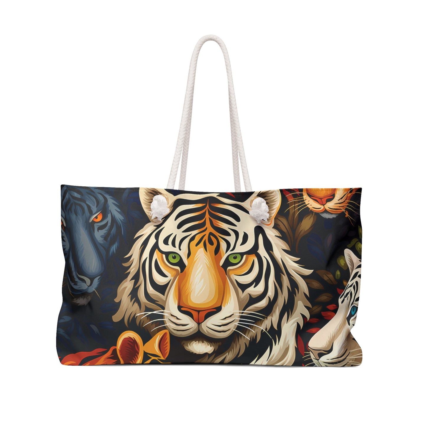 Personalised/Non-Personalised Weekender Bag, Wild Animals, Tigers, Large Weekender Bag, Beach Bag, Book Bag