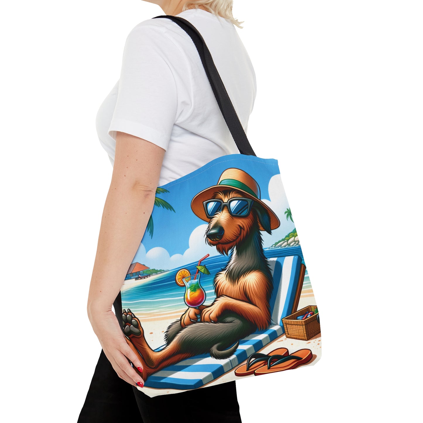 Tote Bag, Dog on Beach, Irish Wolfhound, Tote bag,  awd-1217