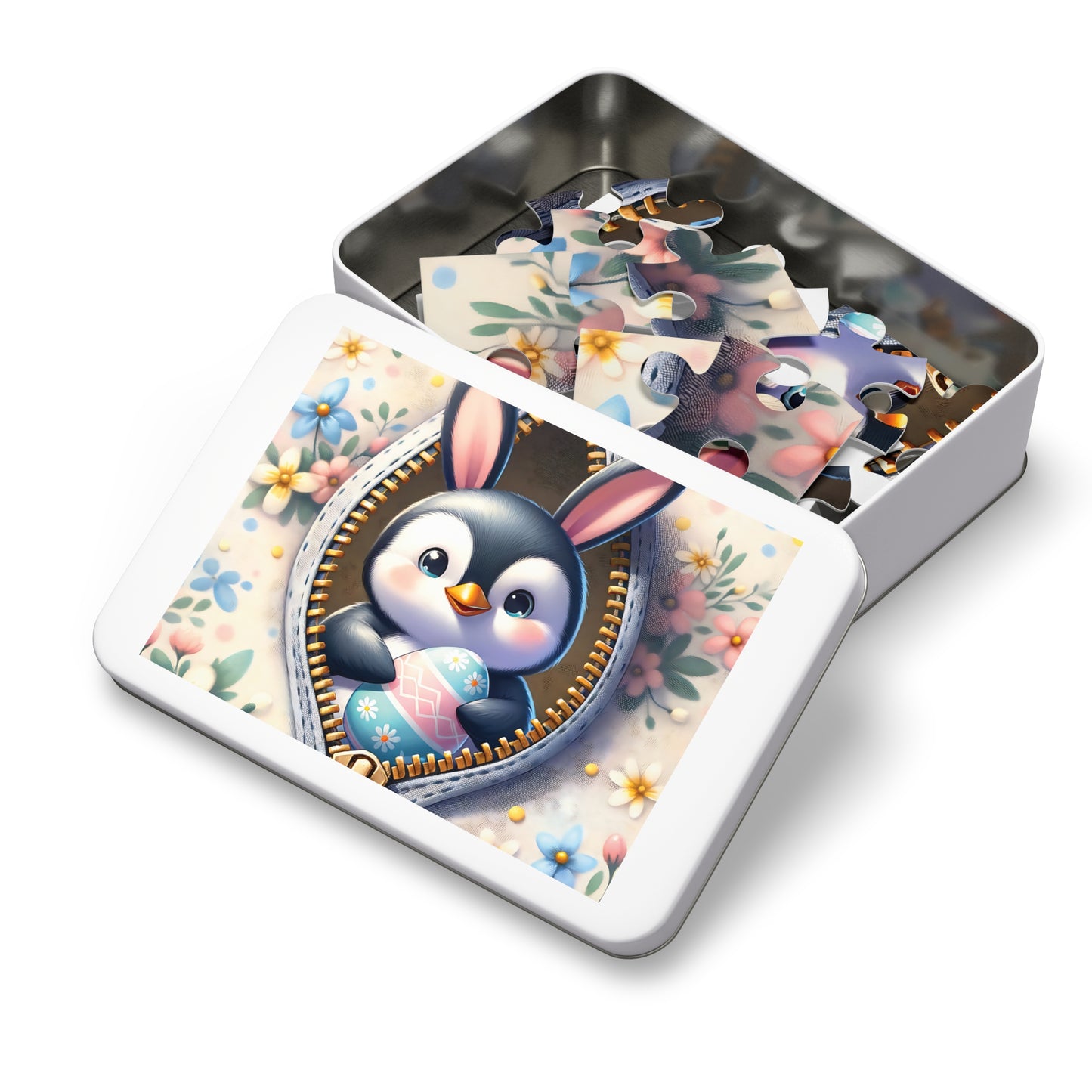 Jigsaw Puzzle, Easter, Penguin with Bunny Ears, Personalised/Non-Personalised (30, 110, 252, 500,1000-Piece) Awd-1307