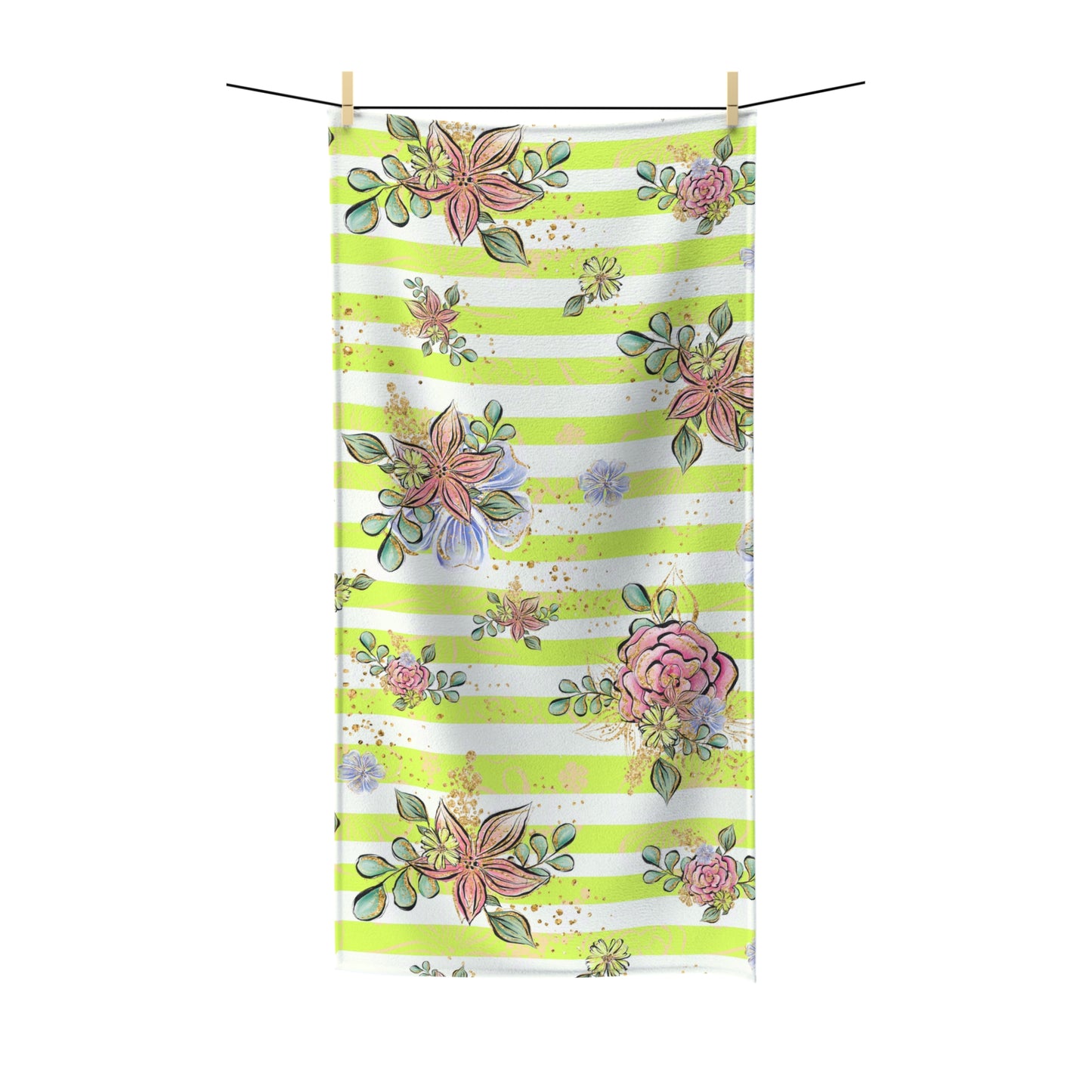 Personalised Beach Towel, Candy Stipes and Flowers, Polycotton Towel