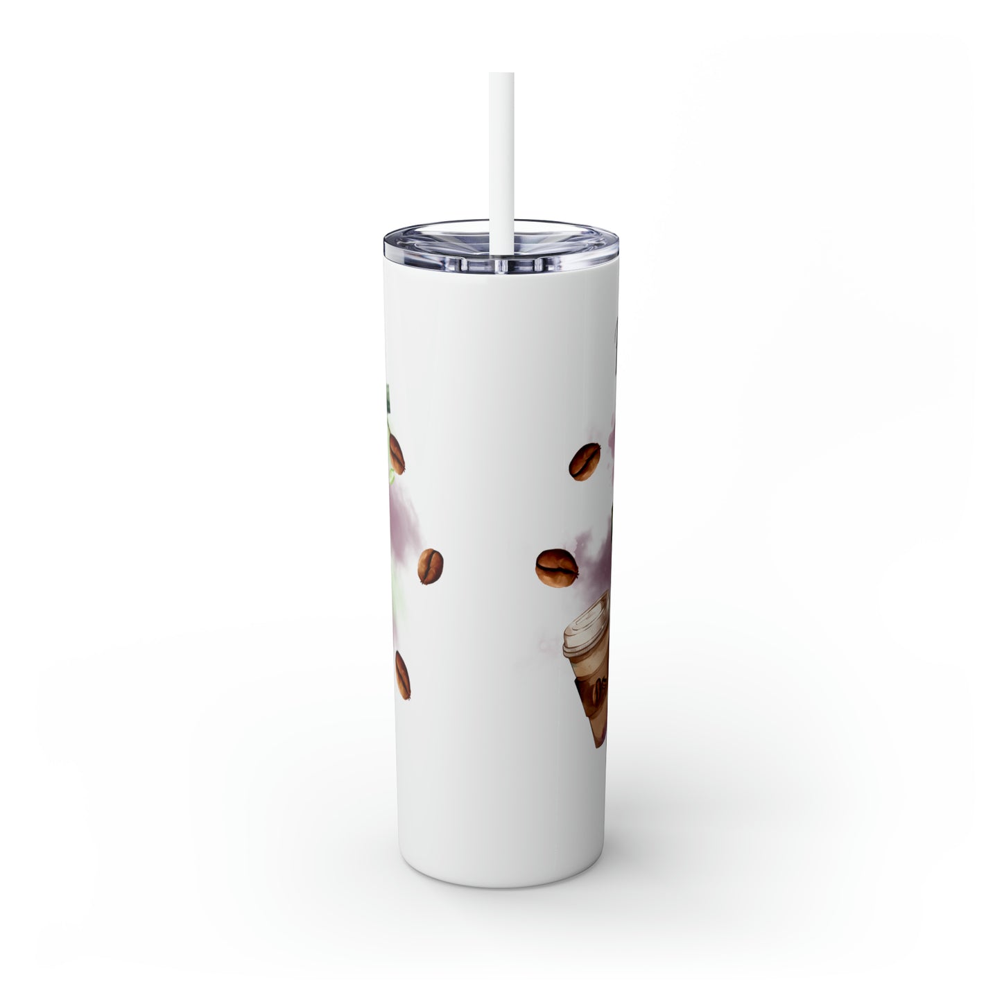 Skinny Tumbler with Straw, 20oz, Sloth, Quote, Feeling Slothie need a Coffee