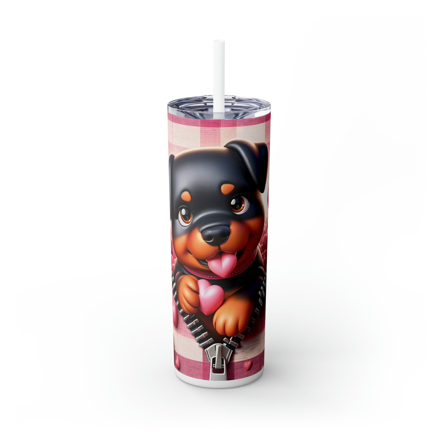 Skinny Tumbler with Straw, 20oz, Dog, Valentines Day, awd-1129