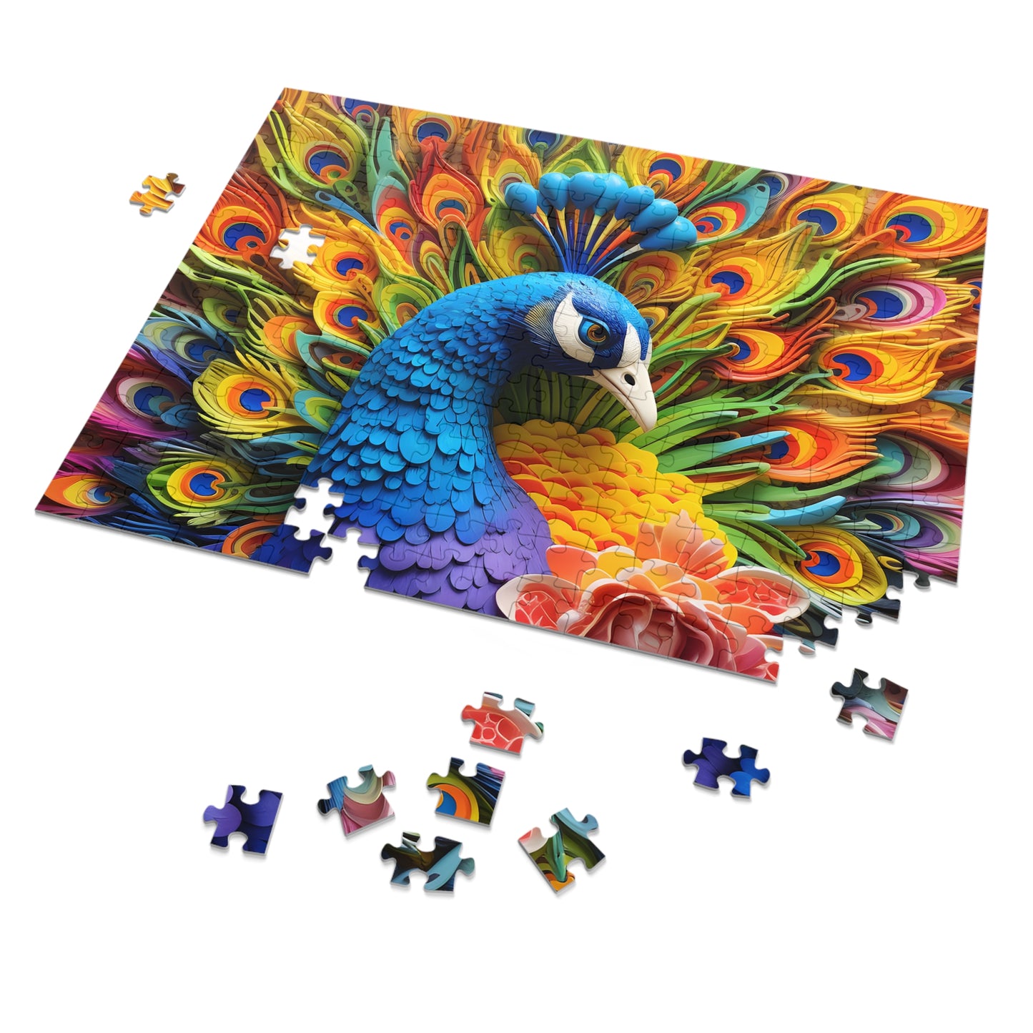 Jigsaw Puzzle, Peacock, Personalised/Non-Personalised (30, 110, 252, 500,1000-Piece)