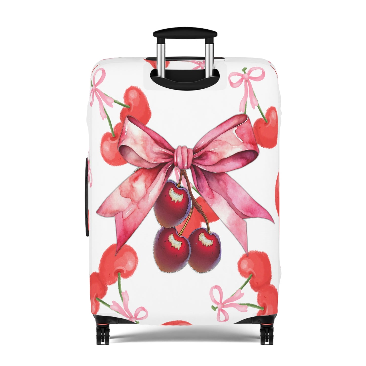 Luggage Cover, Rockabilly, Coquette, Pink Cherries and Ribbon, awd-2506