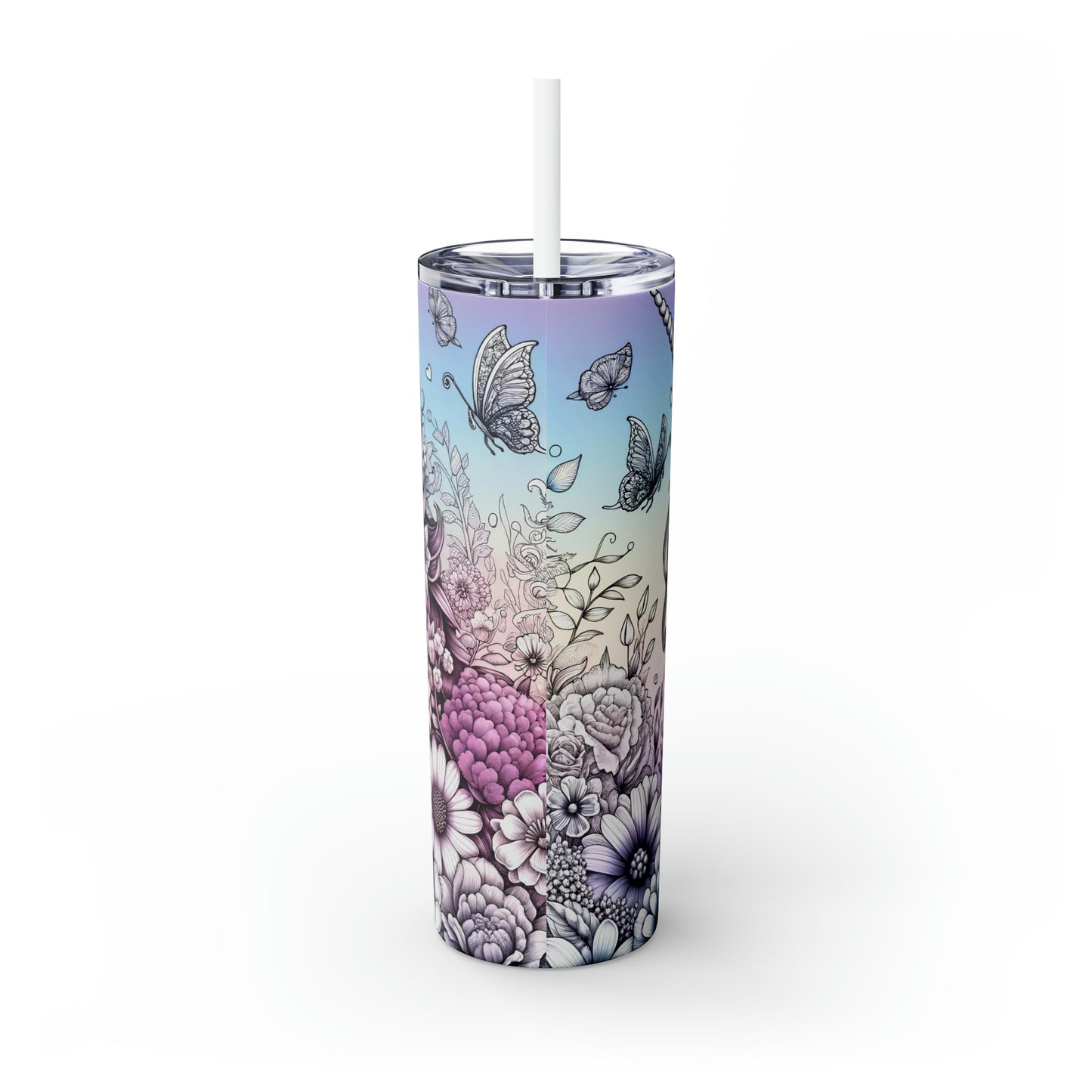 Skinny Tumbler with Straw, 20oz, Unicorn