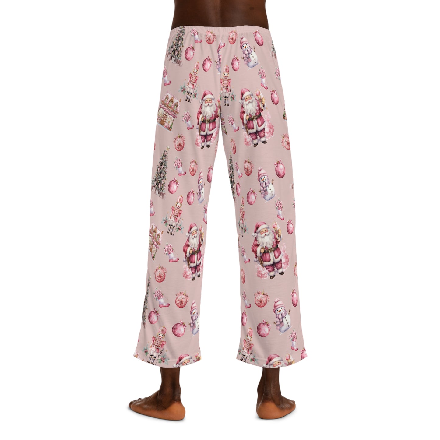 Men's Pajama Pants, Pink Christmas. Sleepwear Bottoms