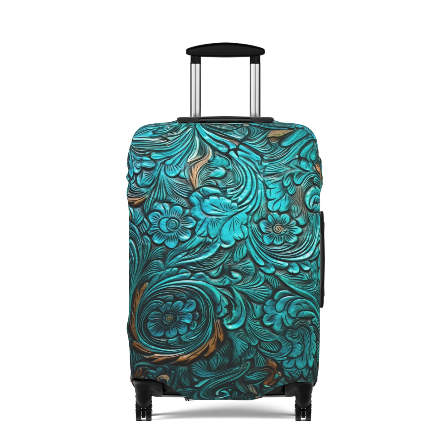 Luggage Cover, Green Tooled Leather Look