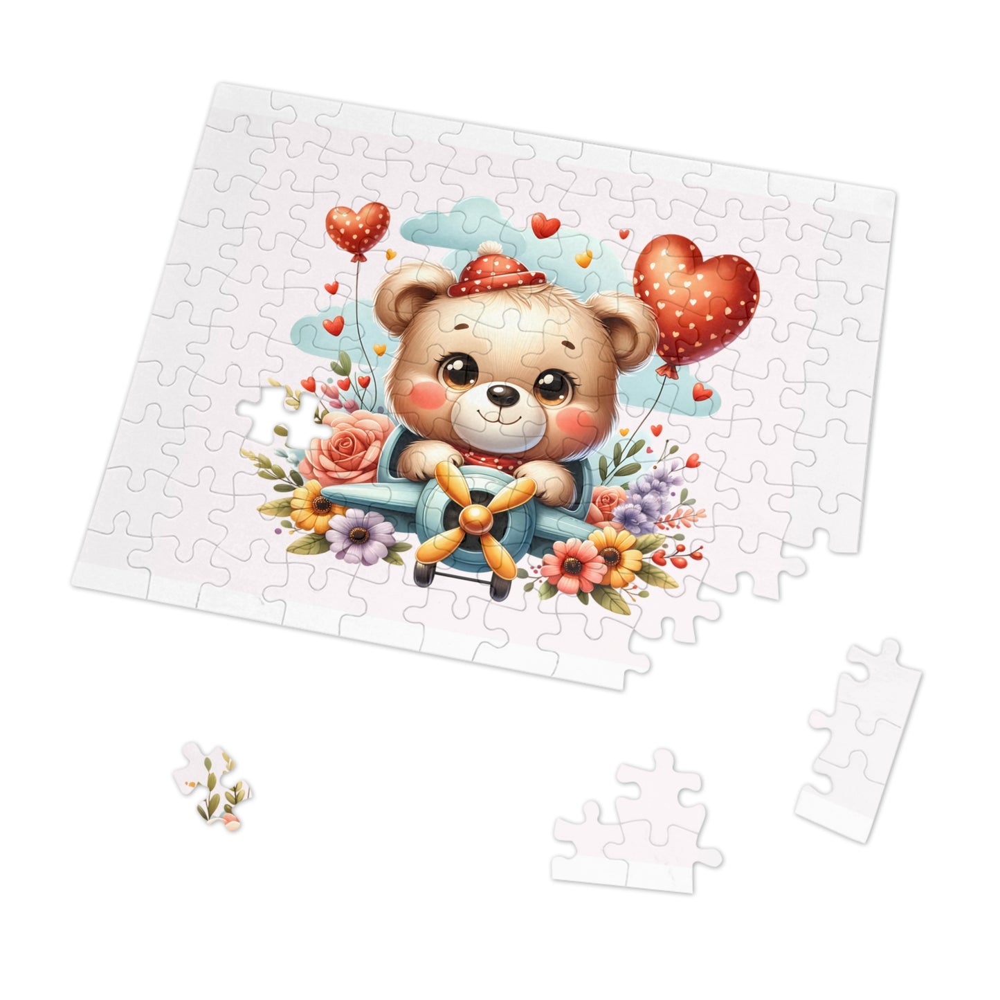 Jigsaw Puzzle in Tin, Bear in Plane, Personalised/Non-Personalised, awd-425 (30, 110, 252, 500,1000-Piece)