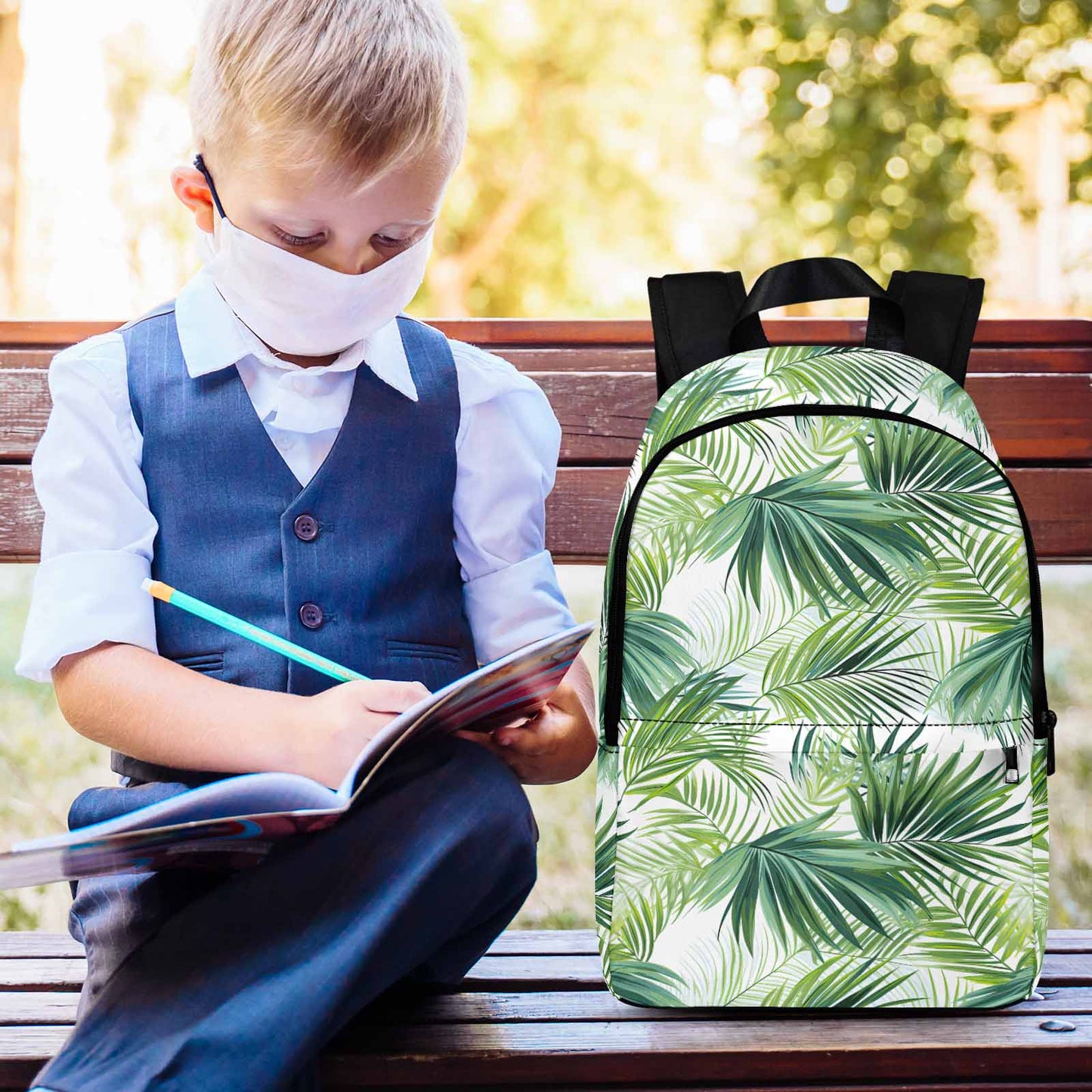 Green Palm Leaves Adult Casual Backpack