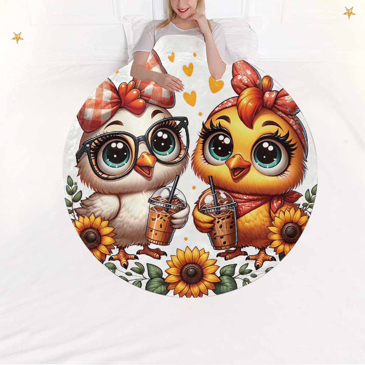 Chickens_Awd35177  Circular Micro Fleece Blanket 60"