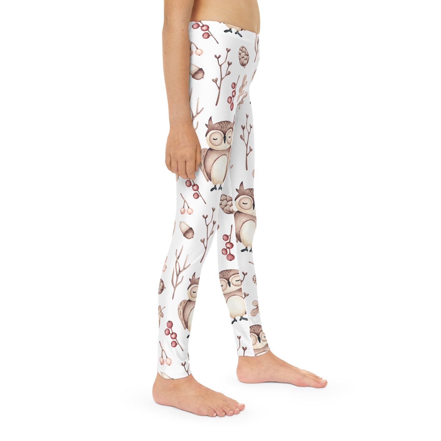 Youth Full-Length Leggings, Owl Design - Kids Leggings