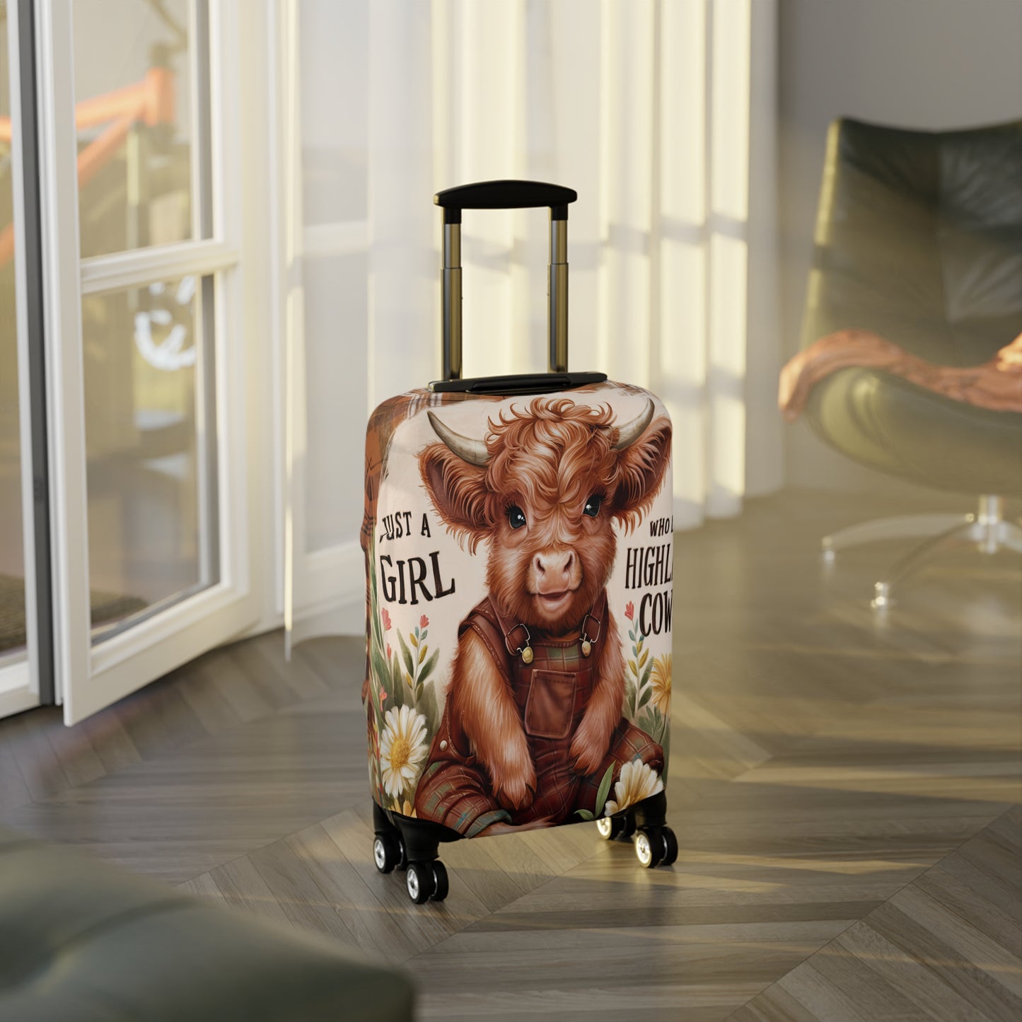 Luggage Cover, Just a Girl who Loves Highland Cows, awd-3093