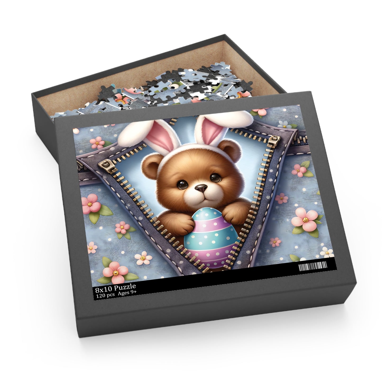 Personalised/Non-Personalised Puzzle, Easter, Bear with Bunny ears (120, 252, 500-Piece)