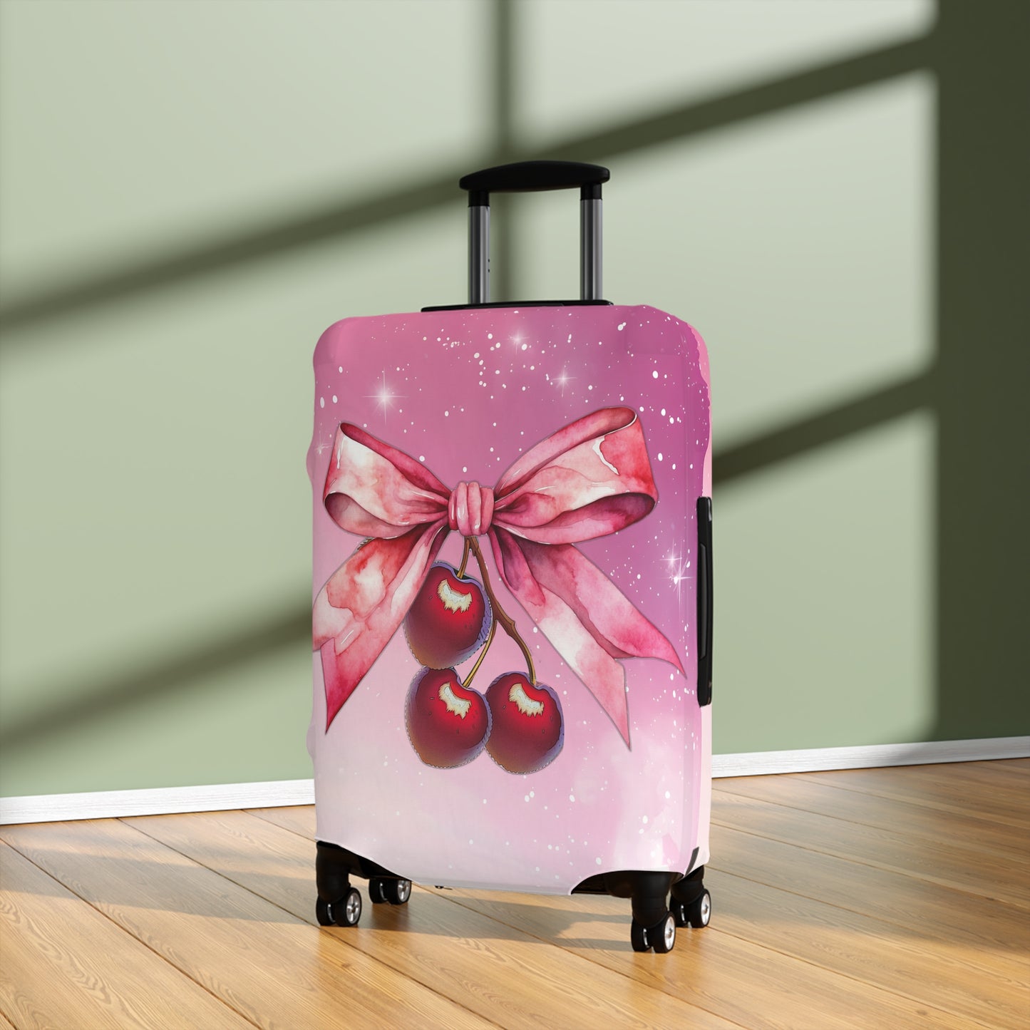 Luggage Cover, Rockabilly, Coquette, Cherries and Ribbon, awd-2514