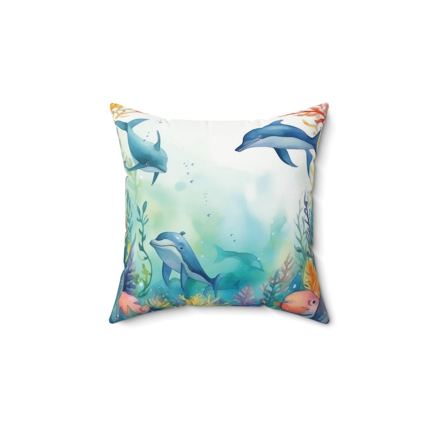 Nautical Polyester Square Cushion, Nautical cushion, Under the Sea