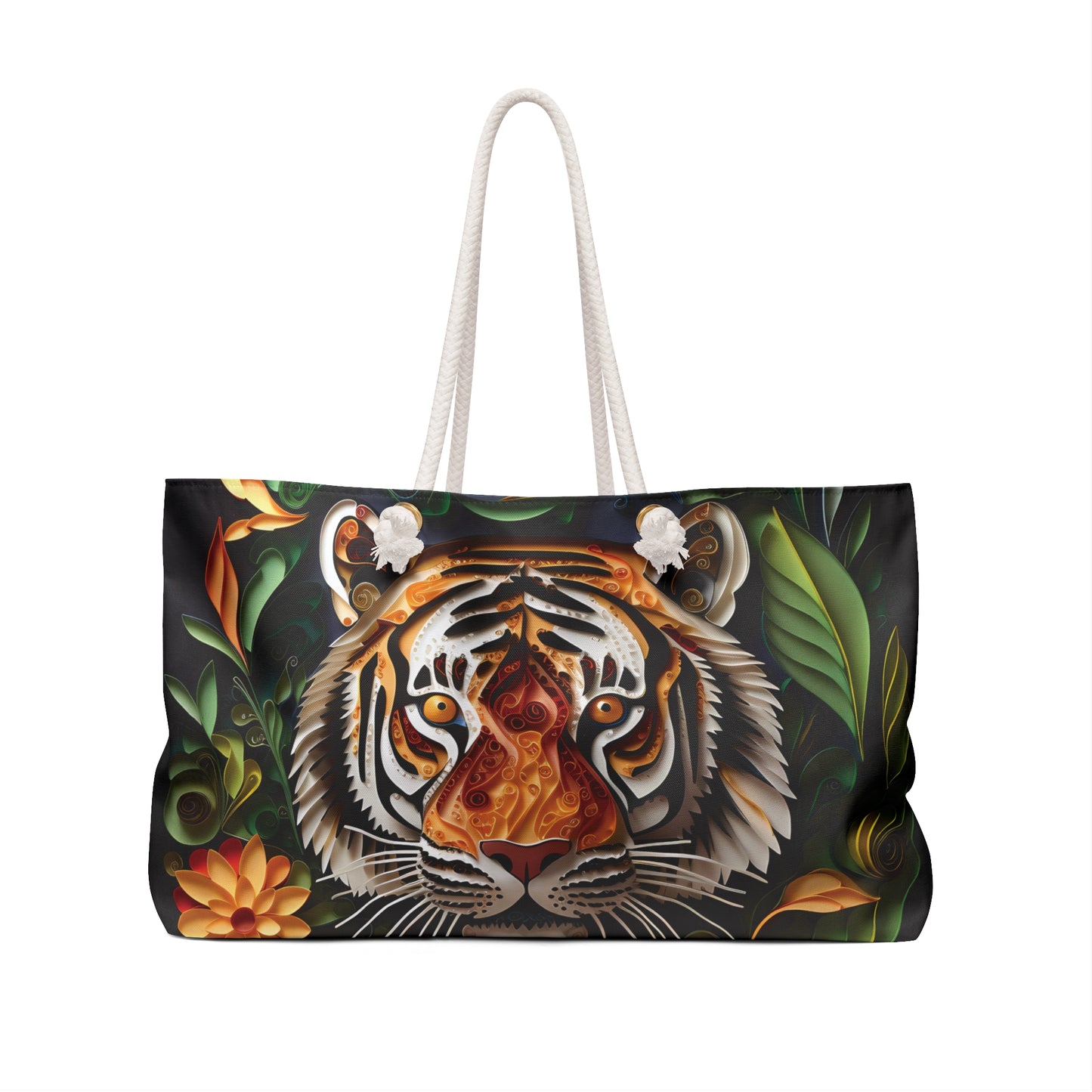 Personalised/Non-Personalised Weekender Bag, Tiger, Large Weekender Bag, Beach Bag, Book Bag