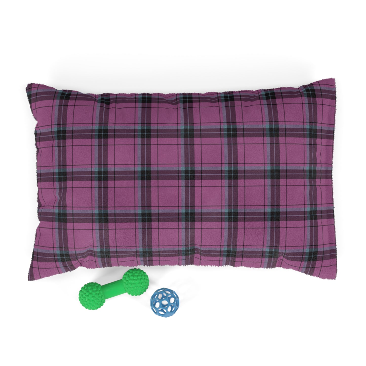 Luxury Pet Bed, feather soft fleece, Scottish Tartan, Pink & Black