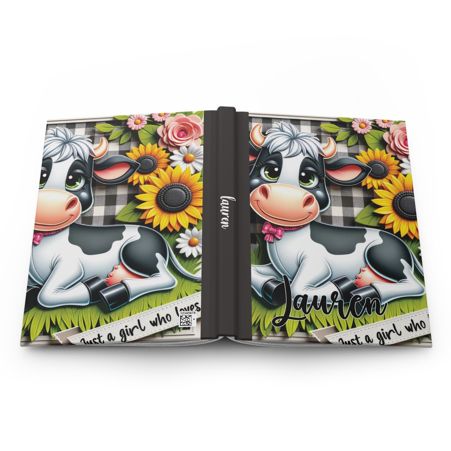 Personalised Hardcover Journal Matte, Just a Girl who Loves Cows, awd-1802