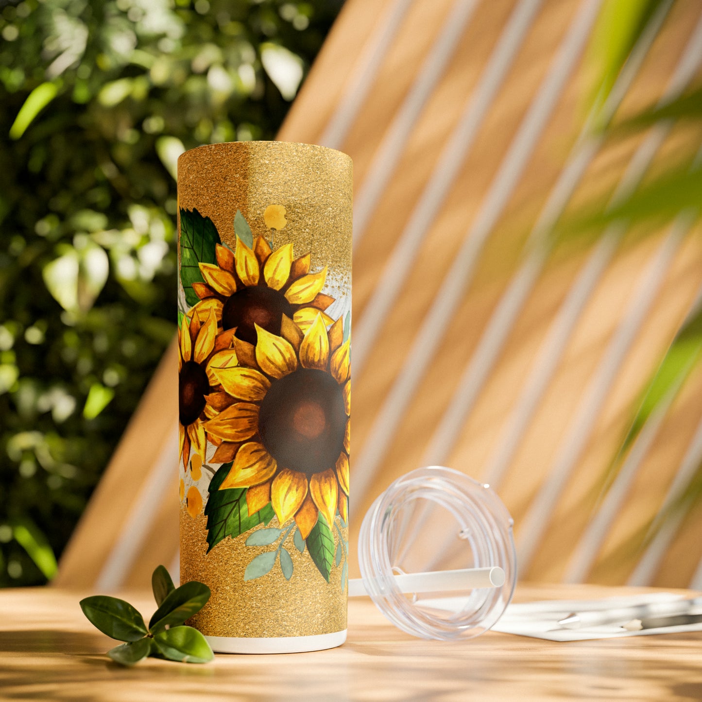 Skinny Tumbler with Straw, 20oz, Sunflower