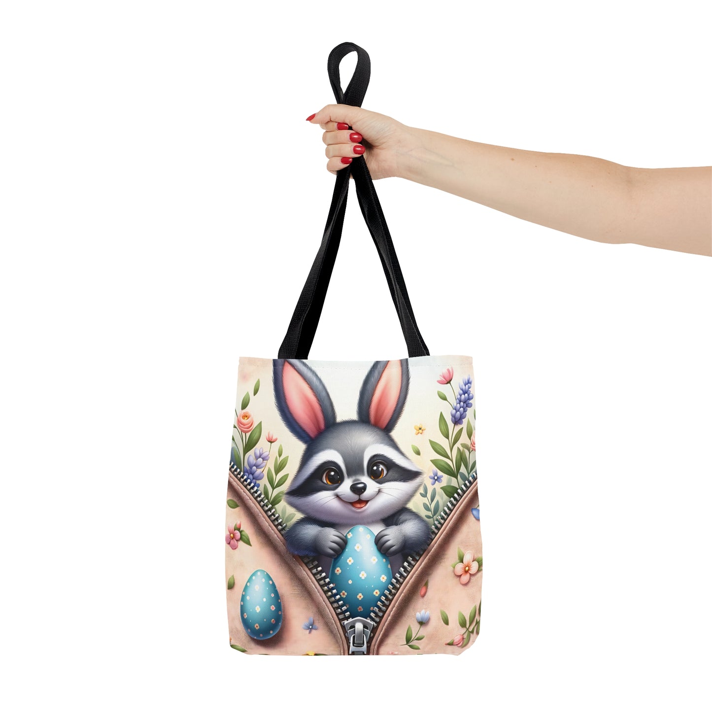 Tote Bag, Easter, Cute Raccoon with Bunny Ears, Personalised/Non-Personalised Tote bag