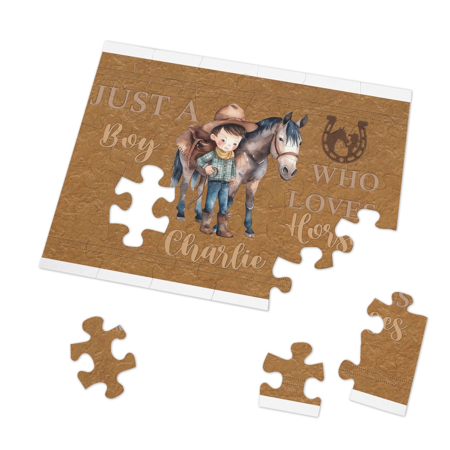 Jigsaw Puzzle, Western, Just aBoy Who Loves Horses, Personalised/Non-Personalised (30, 110, 252, 500,1000-Piece)