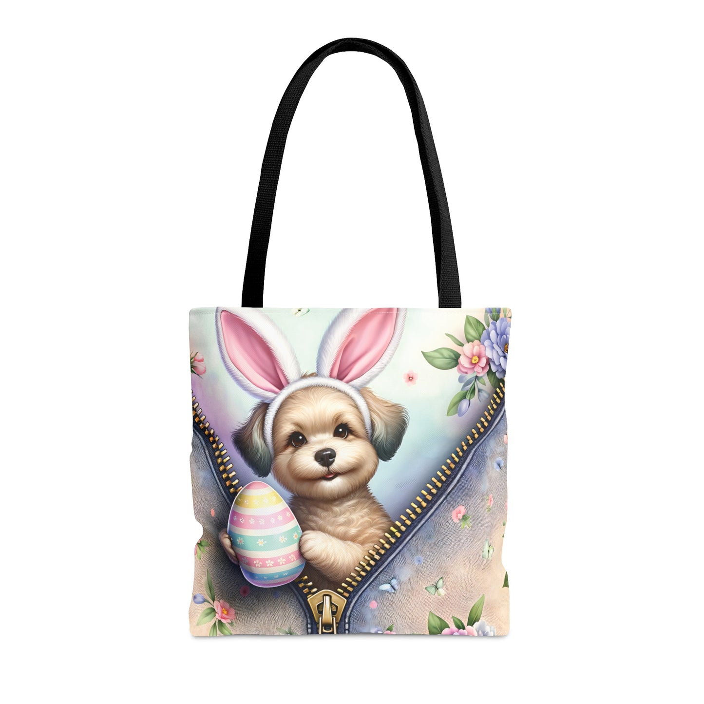 Tote Bag, Easter, Cute Dog with Bunny Ears, Personalised/Non-Personalised Tote bag