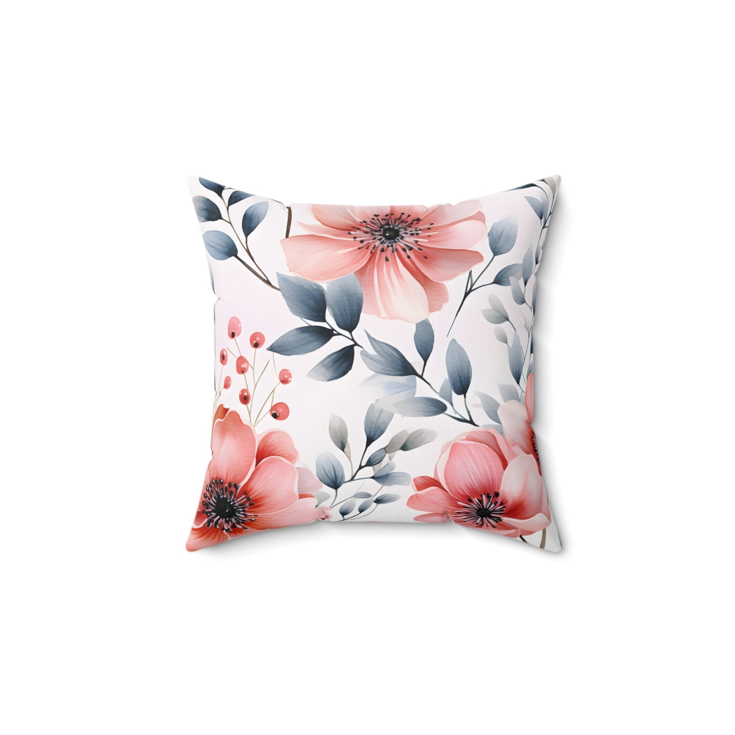 Spun Polyester Square Pillow, Floral Cushion