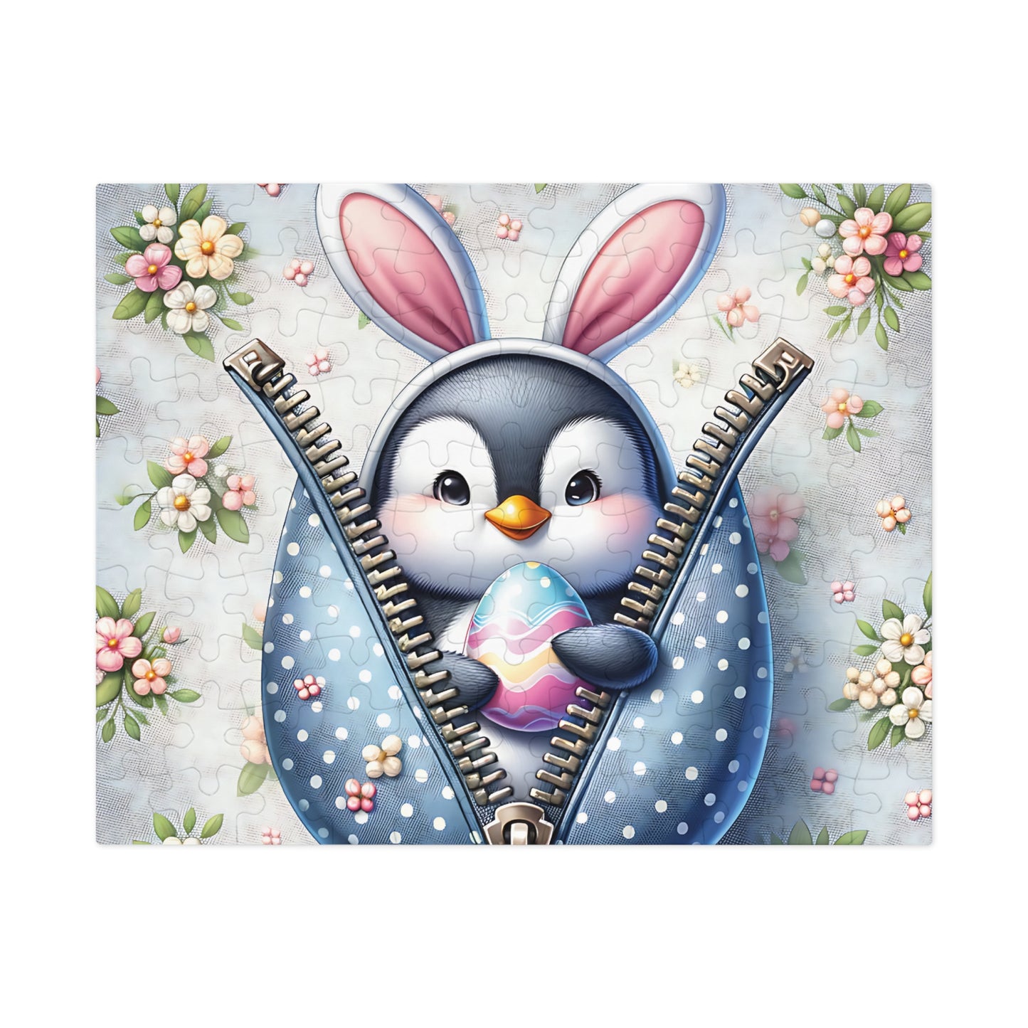 Jigsaw Puzzle, Easter, Penguin with Bunny Ears, Personalised/Non-Personalised (30, 110, 252, 500,1000-Piece) Awd-1306