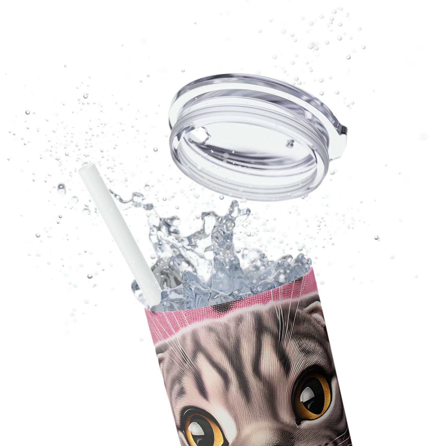 Skinny Tumbler with Straw, 20oz, Cat, Valentines Day, awd-749