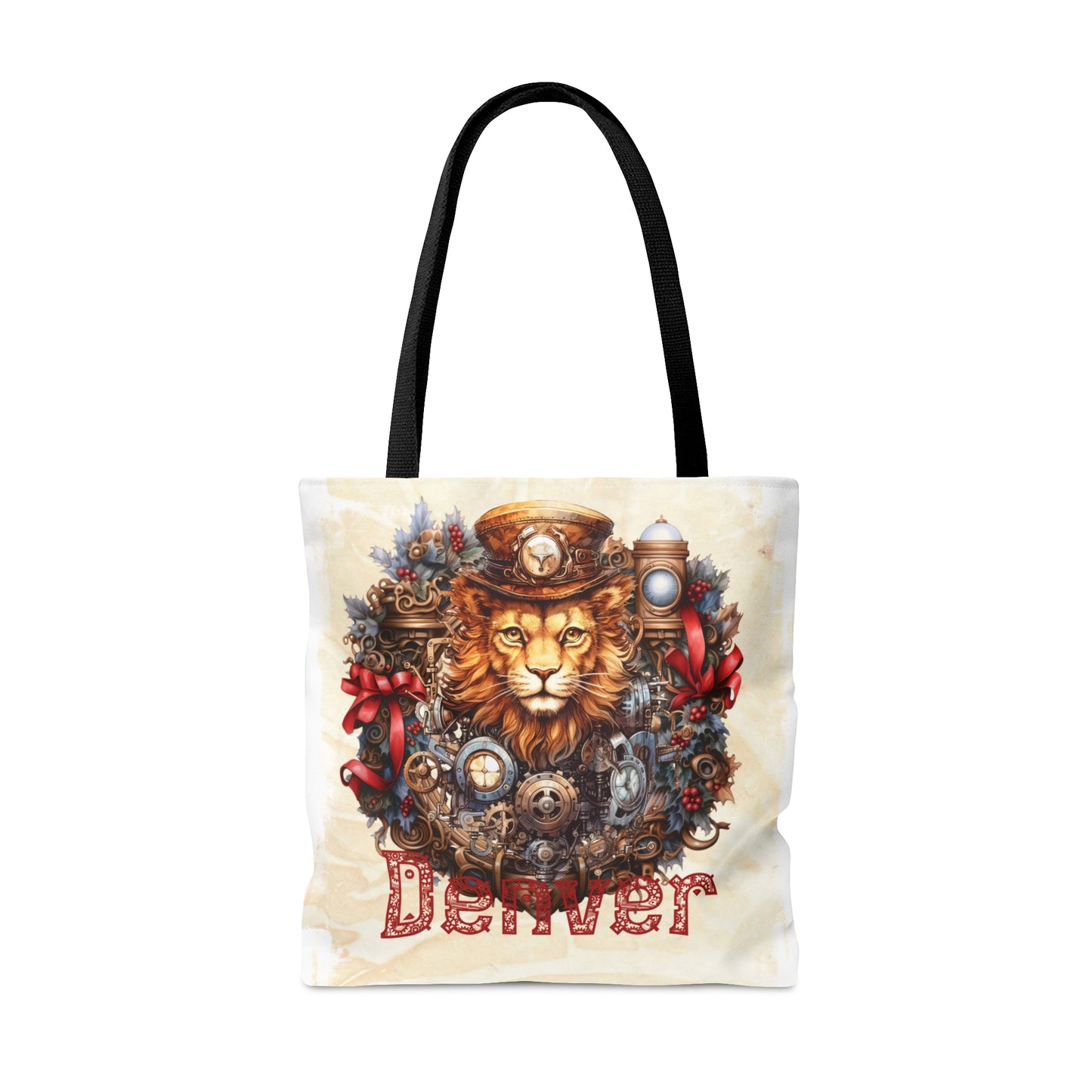 Steampunk Lion wreath Personalised Tote Bag, Steampunk Christmas bag, Christmas Tote Bag, Personalised/Non-Personalised