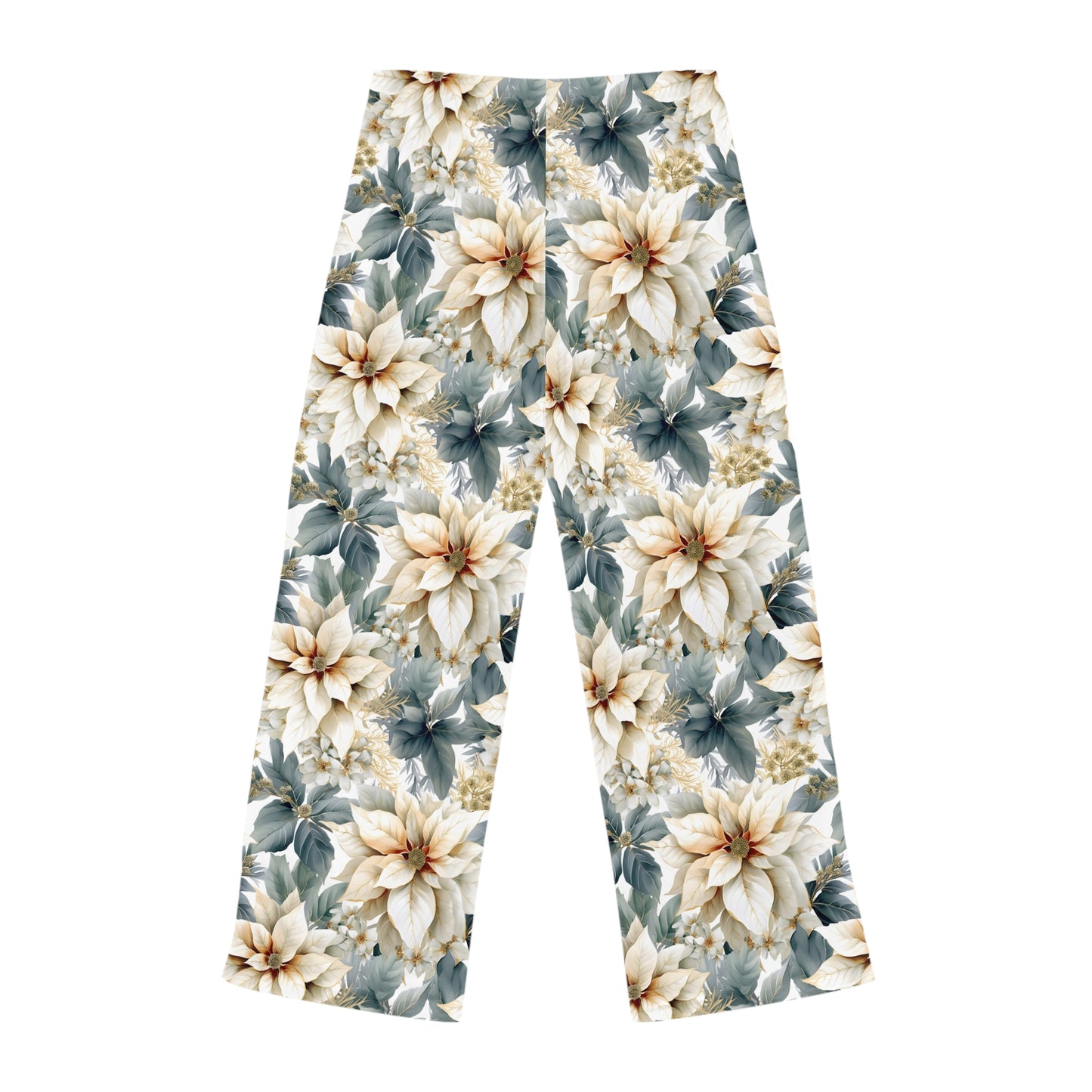 Women's Pyjama Pants, Cream Poinsettia, Sleepwear Bottoms