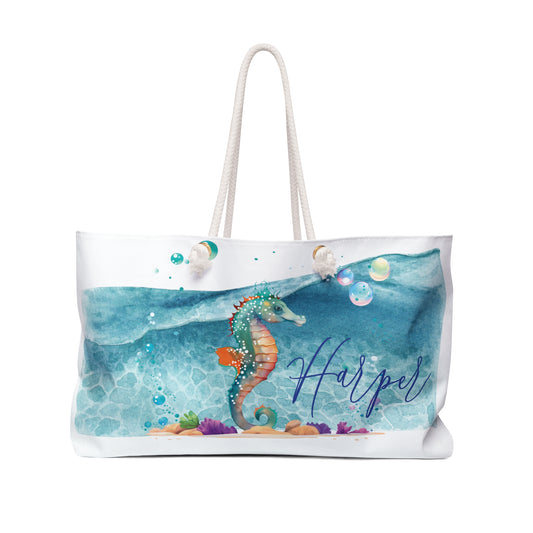 Personalised Weekender Bag, Seahorse, Large Weekender Bag, Beach Bag, Personalised/Non Personalised