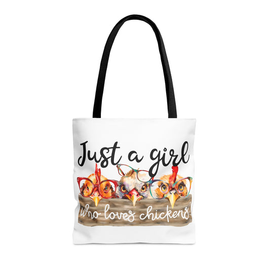 Tote Bag, Just a Girl Who Loves Chickens, Personalised/Non-Personalised Tote bag