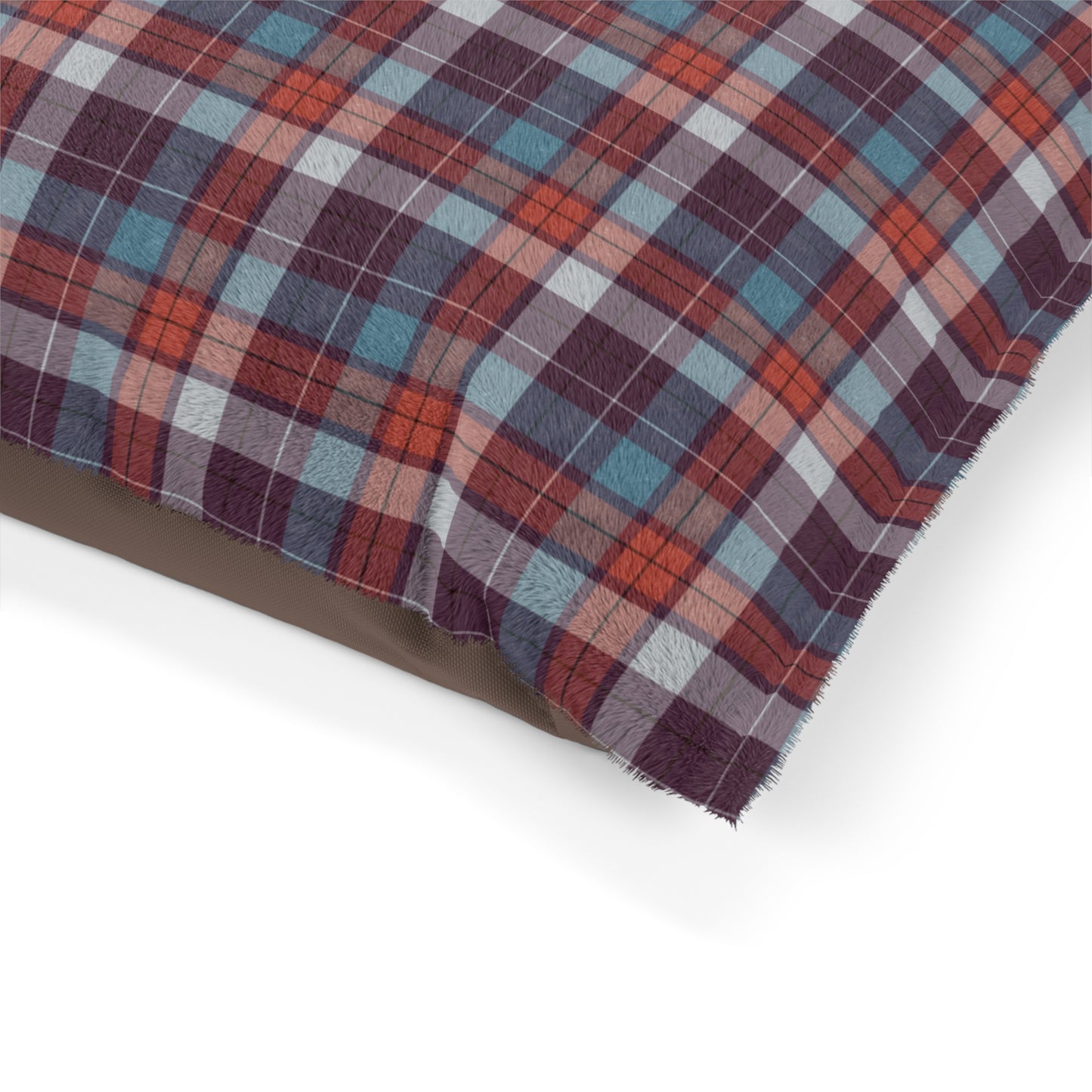 Luxury Pet Bed, feather soft fleece, Maroon Tartan