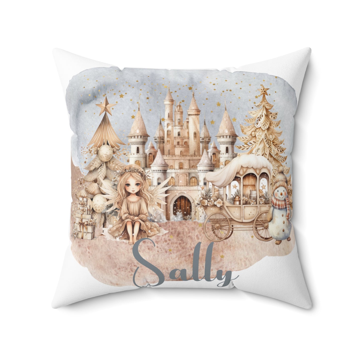 Personalised Boho Fairytale Christmas Cushion, Polyester Square Cushion, Christmas cushion