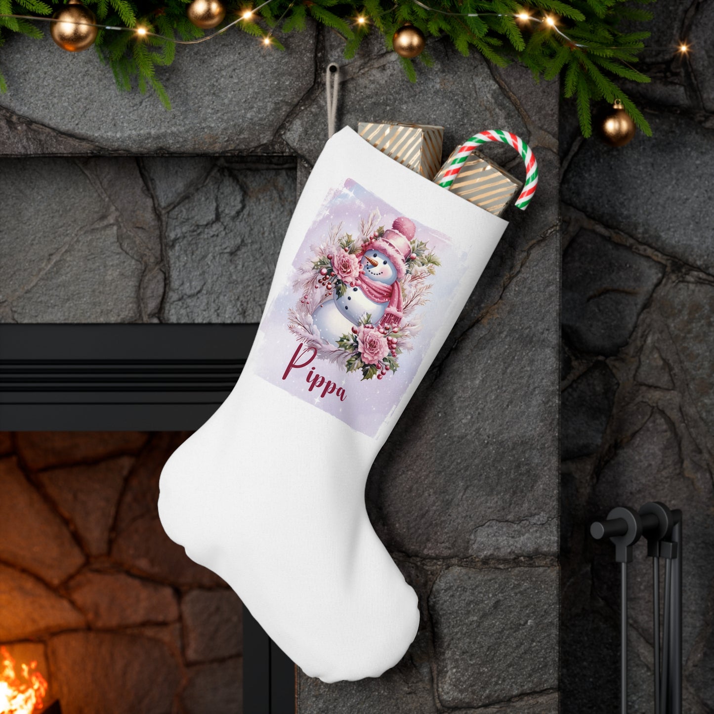 Copy of Personalised Santa Stocking, Purple Christmas Fairytale